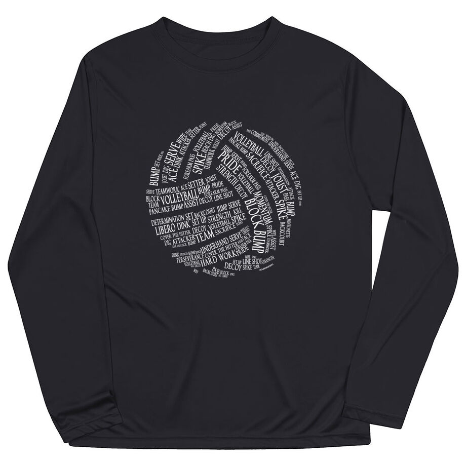 Volleyball Long Sleeve Performance Tee - Volleyball Words - Personalization Image