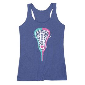 Girls Lacrosse Women's Everyday Tank Top - Lacrosse Stick Heart Pink Teal White