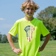 Guys Lacrosse Short Sleeve Performance Tee - Patriotic Stick