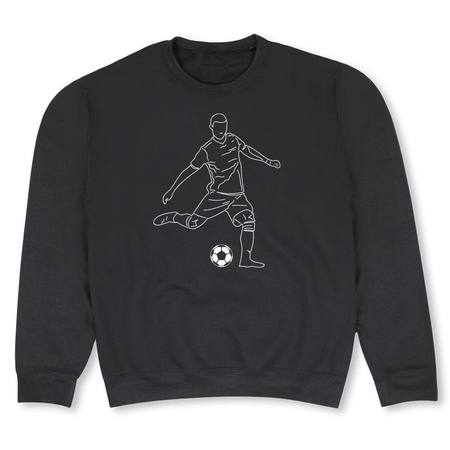 Soccer Crew Neck Sweatshirt - Soccer Guy Player Sketch
