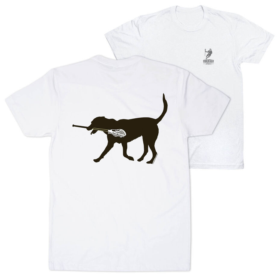 Guys Lacrosse Short Sleeve T-Shirt - Max The Lax Dog (Back Design)
