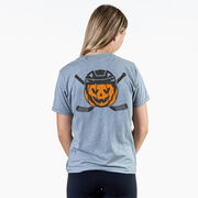 Hockey Short Sleeve T-Shirt - Helmet Pumpkin (Back Design)