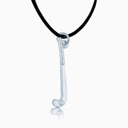 Silver Field Hockey Pendant Necklace with Cubic Zirconia