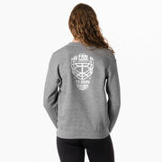 Hockey Crewneck Sweatshirt - My Goal is to Deny Yours Goalie Mask (Back Design)