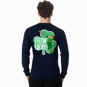 Baseball Tshirt Long Sleeve - Feelin' Lucky Baseball (Back Design)