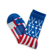 Hockey Woven Mid-Calf Socks - Patriotic (Red/White/Blue)