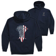 Guys Lacrosse Hooded Sweatshirt - Patriotic Stick (Back Design)