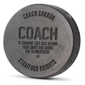 Hockey Engraved Puck - Personalized Coach Quote