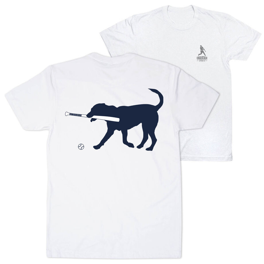 Baseball Short Sleeve T-Shirt - Navy Baseball Dog (Back Design)