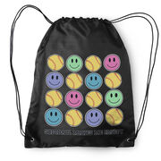 Softball Drawstring Backpack - Softball Makes Me Happy