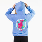 Girls Lacrosse Hooded Sweatshirt - Lacrosse Dog with Girl Stick (Back Design)