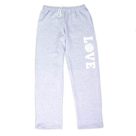 Volleyball Fleece Sweatpants - Volleyball Love [Adult Large/Gray] - SS