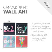 Girls Lacrosse Canvas Wall Art - Lacrosse Girl - 4 Piece Set