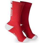 Team Number Woven Mid-Calf Socks - Red (2019)