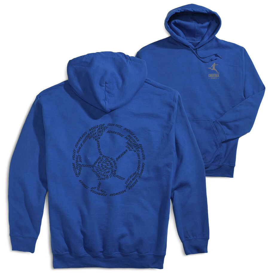 Soccer Hooded Sweatshirt - Soccer Words (Back Design)