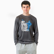 Guys Lacrosse Long Sleeve Performance Tee - My Goal Is To Deny Yours Defenseman