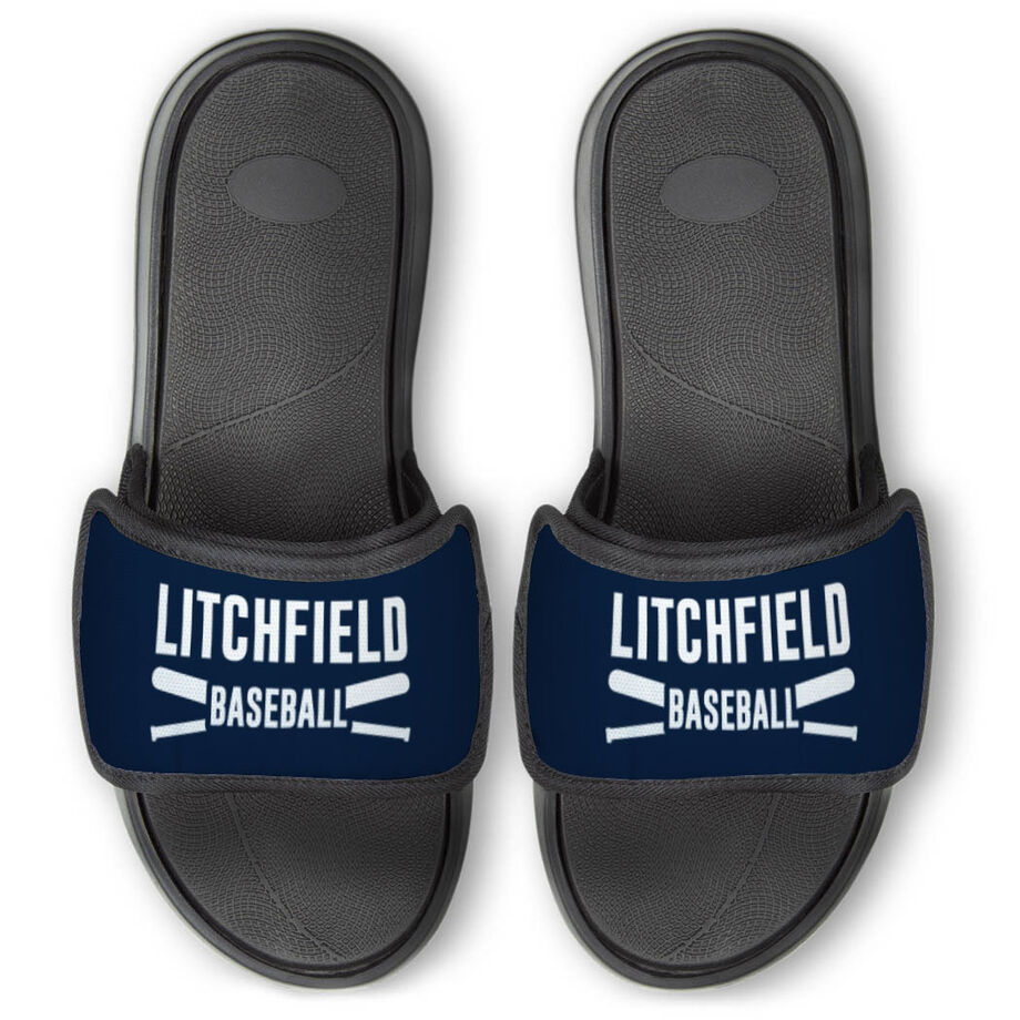 Baseball Repwell&reg; Slide Sandals - Personalized Team Name with Bats - Personalization Image
