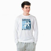 Guys Lacrosse Long Sleeve Performance Tee - Survival of the Fittest
