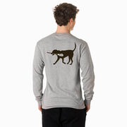 Guys Lacrosse Tshirt Long Sleeve - Max The Lax Dog (Back Design)