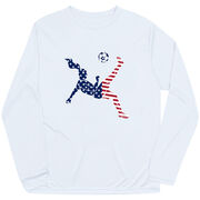 Soccer Long Sleeve Performance Tee - Girls Soccer Stars and Stripes Player