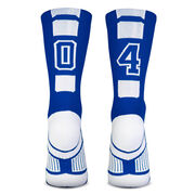 Team Number Woven Mid-Calf Socks - Blue