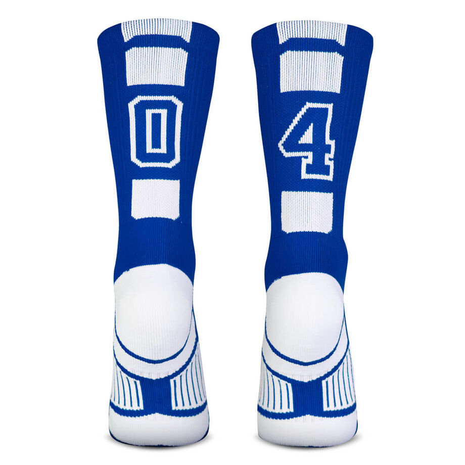 Team Number Woven Mid-Calf Socks - Blue