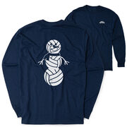 Volleyball Tshirt Long Sleeve - Volleyball Snowman (Back Design)