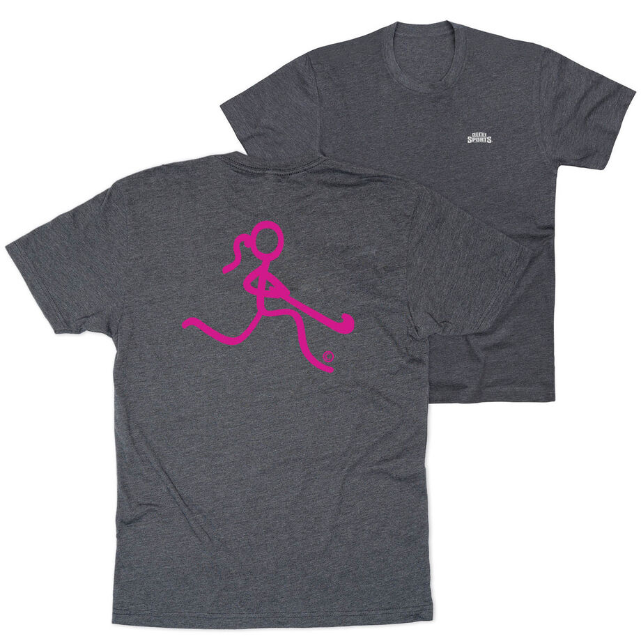 Field Hockey Short Sleeve T-Shirt - Neon Field Hockey Girl (Back Design)