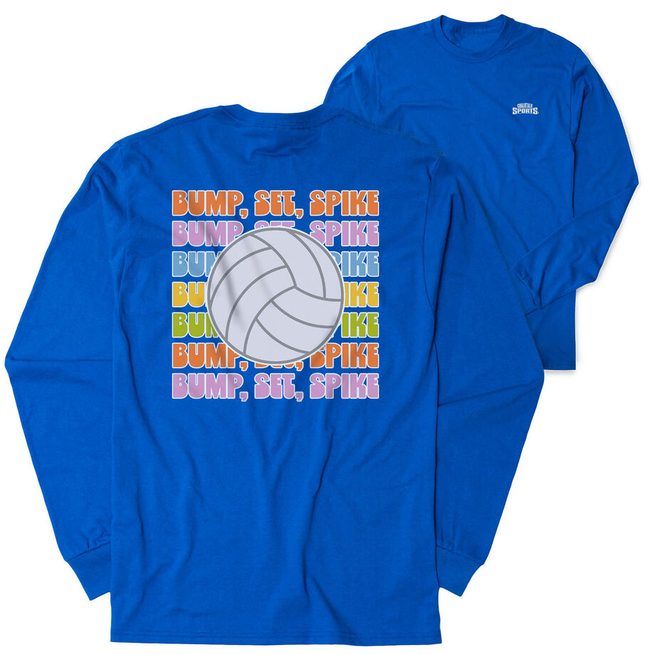 Volleyball Tshirt Long Sleeve - Bump, Set, Spike (Back Design)