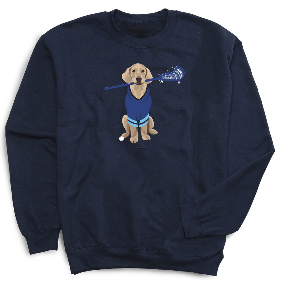 Guys Lacrosse Crewneck Sweatshirt - Laxer the Lacrosse Dog