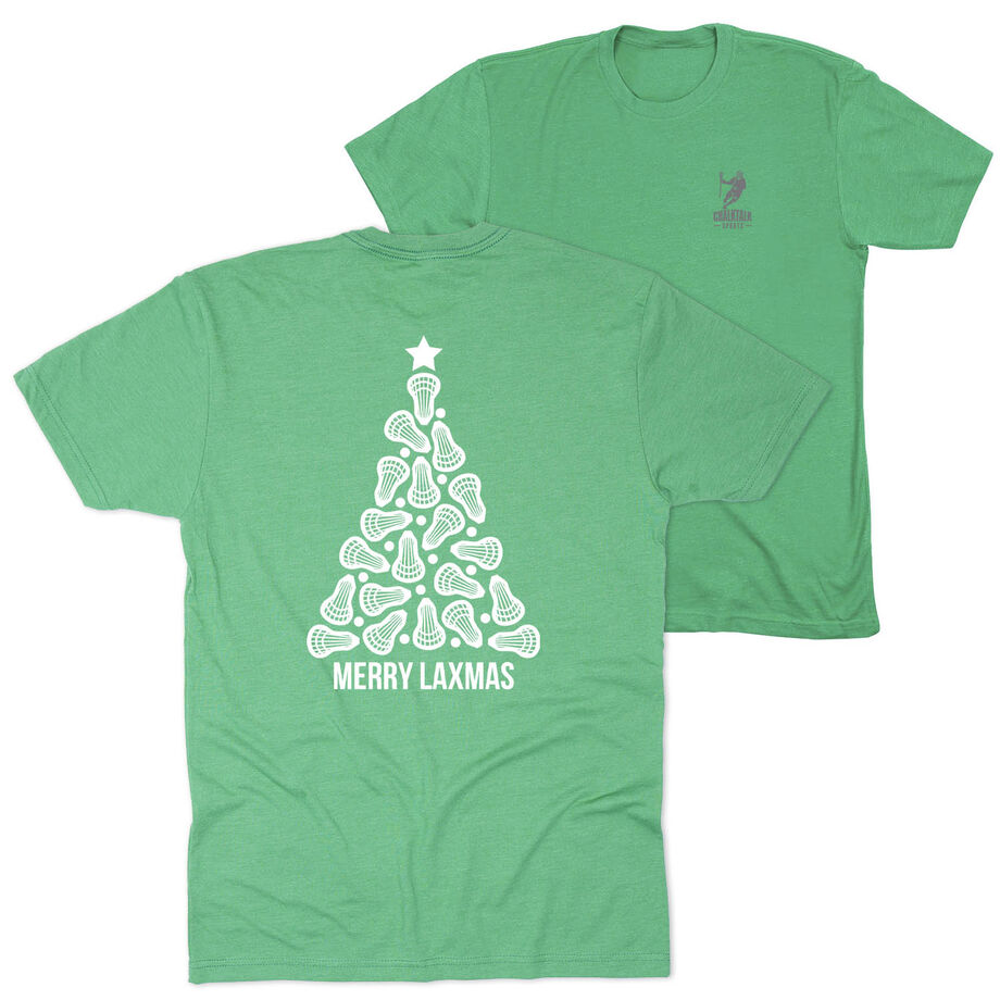 Lacrosse Short Sleeve T-Shirt - Merry Laxmas Tree (Back Design)