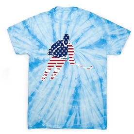Hockey Short Sleeve T-Shirt - Hockey Stars and Stripes Player Tie Dye