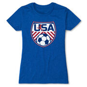 Soccer Women's Everyday Tee - Soccer USA [Adult Large/Royal] - SS