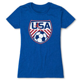 Soccer Women's Everyday Tee - Soccer USA [Adult Large/Royal] - SS
