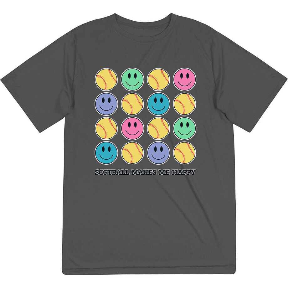 Softball Short Sleeve Performance Tee - Softball Makes Me Happy