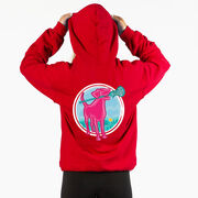 Girls Lacrosse Hooded Sweatshirt - Lacrosse Dog with Girl Stick (Back Design)