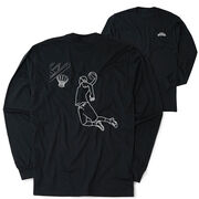 Basketball Tshirt Long Sleeve - Basketball Player Sketch (Back Design)