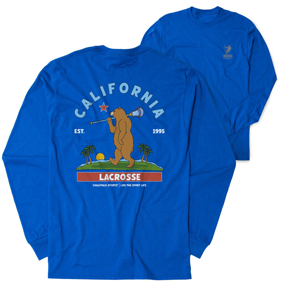 Guys Lacrosse Tshirt Long Sleeve - California Lacrosse (Back Design)
