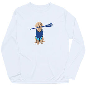 Guys Lacrosse Long Sleeve Performance Tee - Laxer the Lacrosse Dog