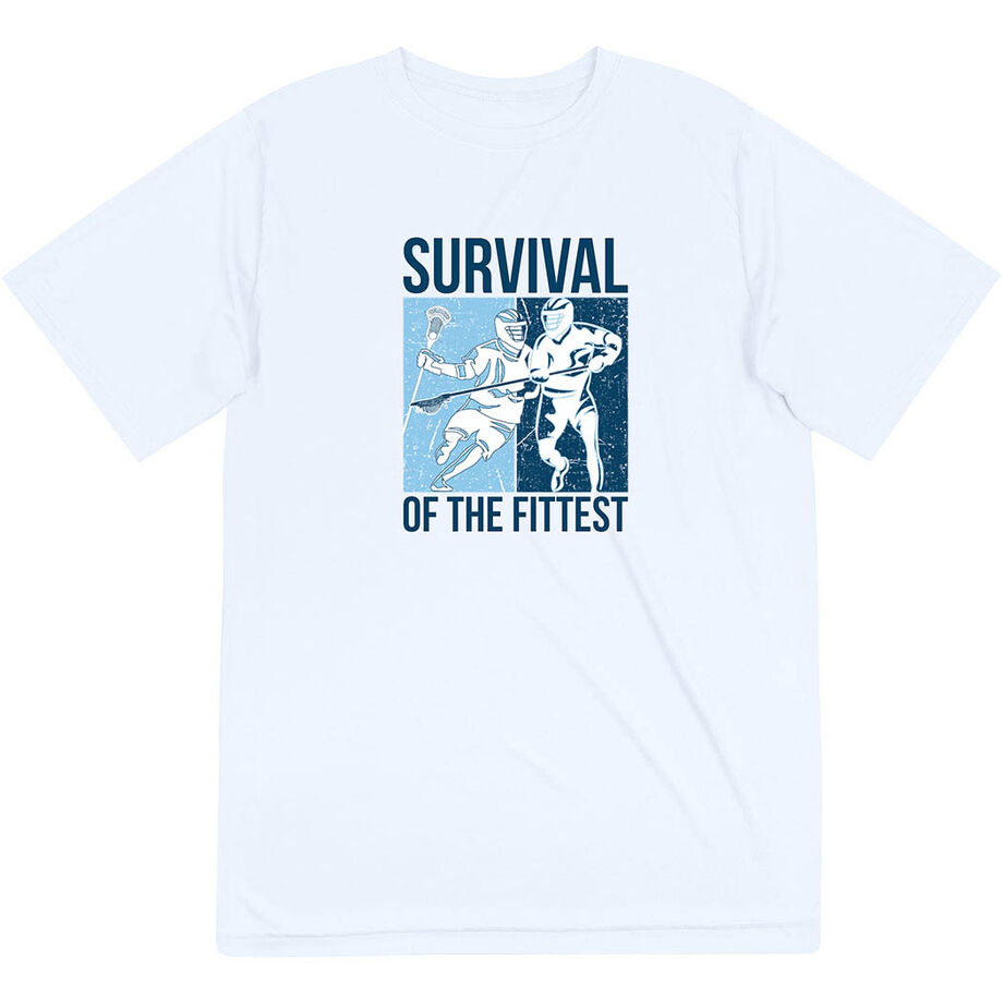 Guys Lacrosse Short Sleeve Performance Tee - Survival of the Fittest