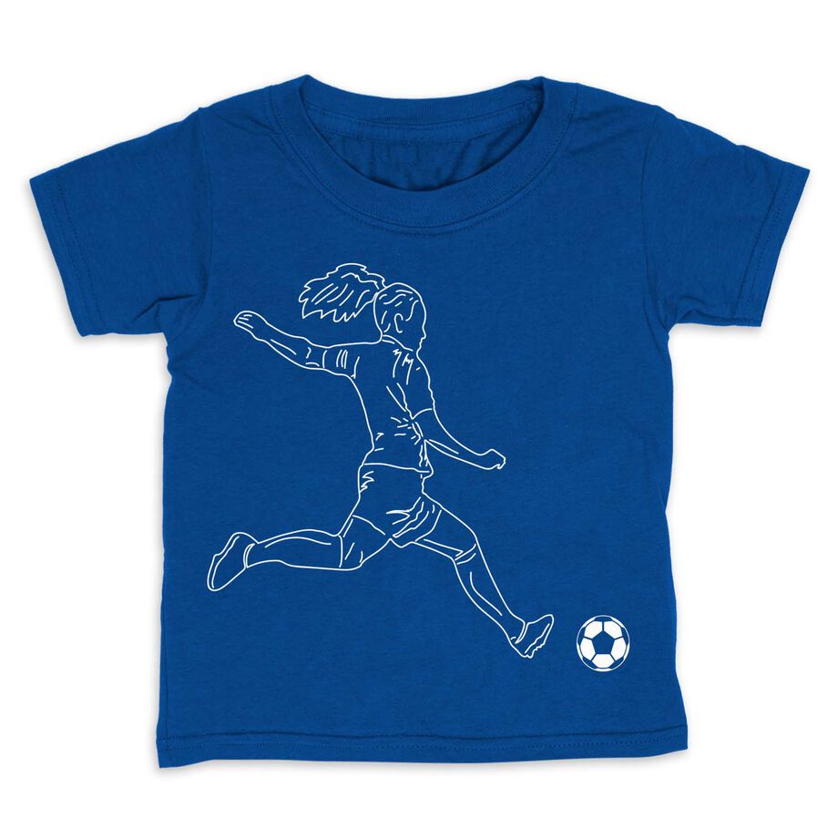 Soccer Toddler Short Sleeve Tee - Soccer Girl Player Sketch
