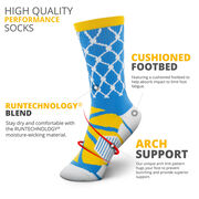 Basketball Woven Mid-Calf Socks - Hoop and Ball (Blue/Yellow)