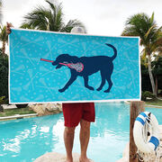 Girls Lacrosse Premium Beach Towel - LuLa The Lax Dog