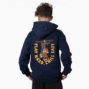 Guys Lacrosse Hooded Sweatshirt - Play Hard, Chill Easy (Back Design)