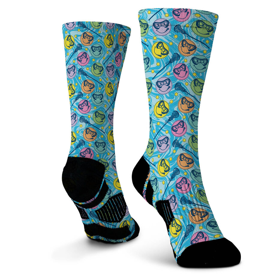Girls Lacrosse Graphic Flex Mid-Calf Socks - Preppy Lax