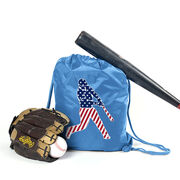 Baseball Drawstring Backpack - Baseball Stars and Stripes Player