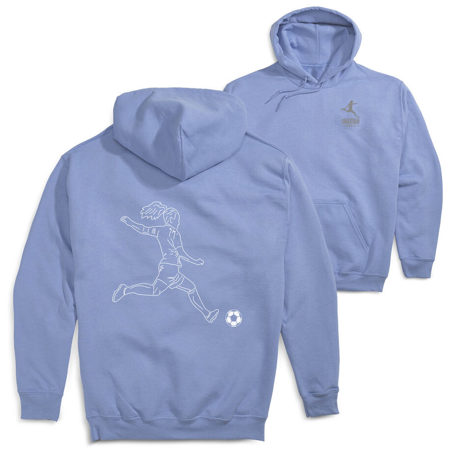 Soccer Hooded Sweatshirt - Soccer Girl Player Sketch (Back Design)