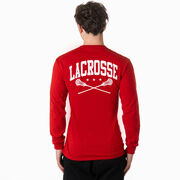 Guys Lacrosse Tshirt Long Sleeve - Crossed Sticks (Back Design)