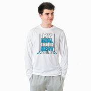 Hockey Long Sleeve Performance Tee - My Goal Is To Deny Yours Hockey (Blue/Black)