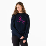 Field Hockey Crewneck Sweatshirt - Neon Pink Field Hockey Girl